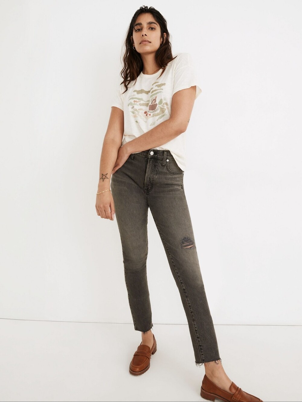 Madewell The Perfect Vintage Jean in Cosner Wash: Knee-Rip Edition Size 24